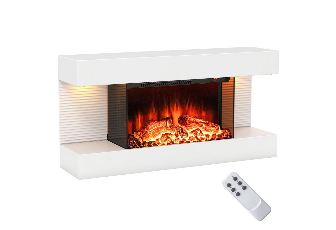 COSTWAY Elektrokamin, mit Heizung & LED-Seitenlichtern, Wandkamin 1500W Bild 3