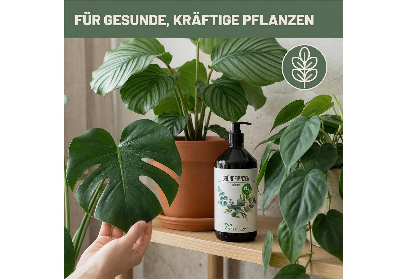 GREEN HOME LOVE NATURE Universaldünger Flüssigdünger NPK 7+3+5 für Grün-, Zimmer- & Kübelpflanzen, Grünpflanzen Universell, NPK 7+3+5, Spurennährstoffe, chelatiert, Dosierpumpe Bild 3