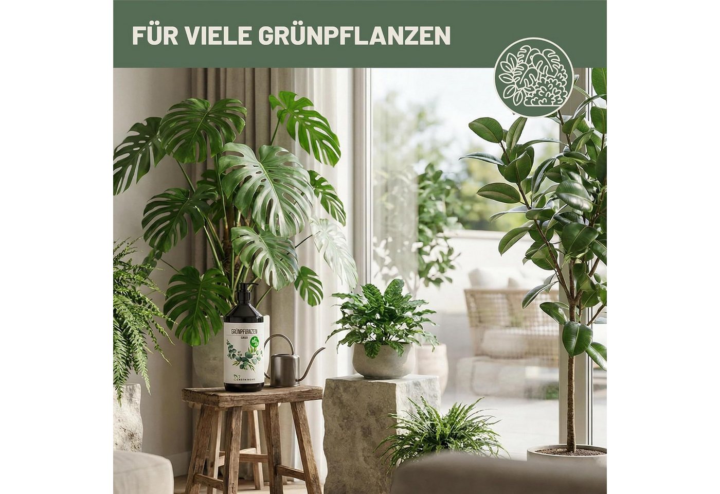 GREEN HOME LOVE NATURE Universaldünger Flüssigdünger NPK 7+3+5 für Grün-, Zimmer- & Kübelpflanzen, Grünpflanzen Universell, NPK 7+3+5, Spurennährstoffe, chelatiert, Dosierpumpe Bild 5
