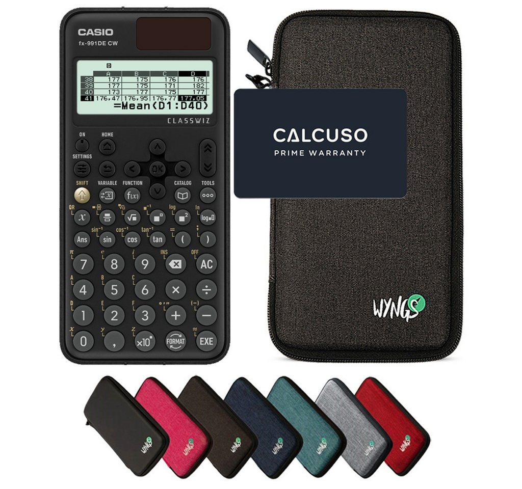 CASIO Taschenrechner fx-991DE CW ClassWiz inkl. WYNGS Schutztasche Dunkelgrau Bild 2