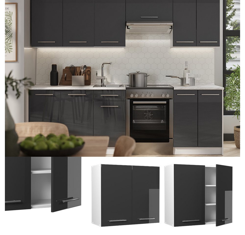 Vicco Hängeschrank Fame-Line, Anthrazit Hochglanz/Weiß, 80 cm Bild 4