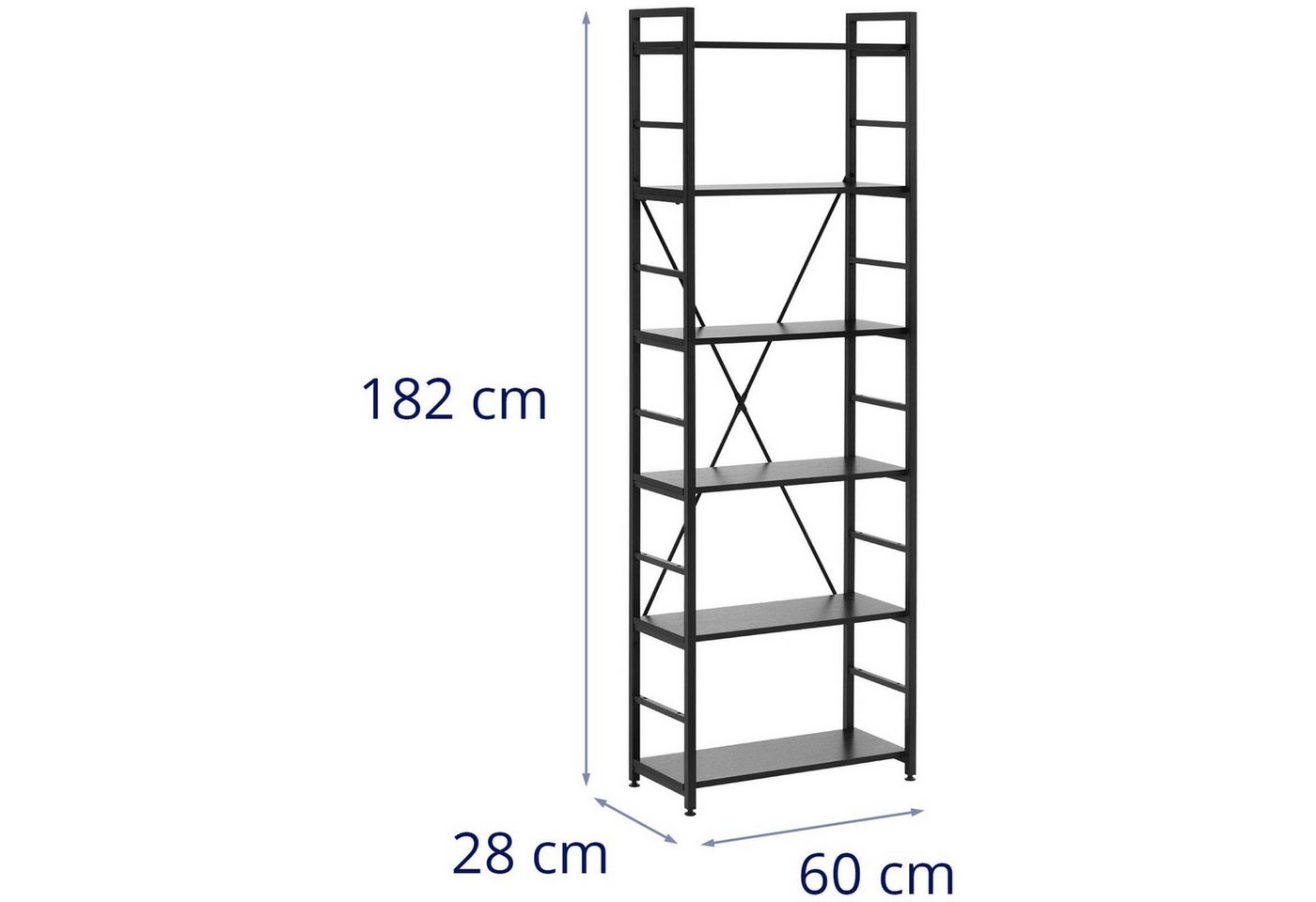 Fromm&Starck Bücherregal Standregal 60 x 28 x 182 cm Wohnzimmerregal Stahl 6 Ebenen 150 kg, verschiedene Größen Bild 5