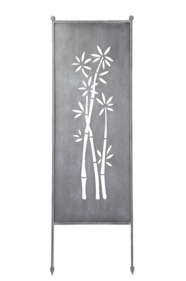 finehomegarden Gartenstecker Stele Metall Bambus Sichtschutz grau (1-St) Windschutz Outdoor H205cm B64cm Dekowand Garten / Spedition Bild 2
