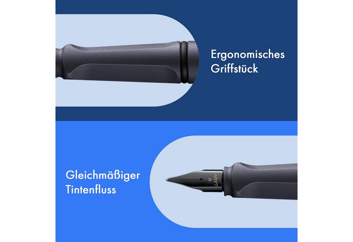 LAMY Füllhalter LAMY Füller Safari 0E2 STEEL Schwarz Stärke M
