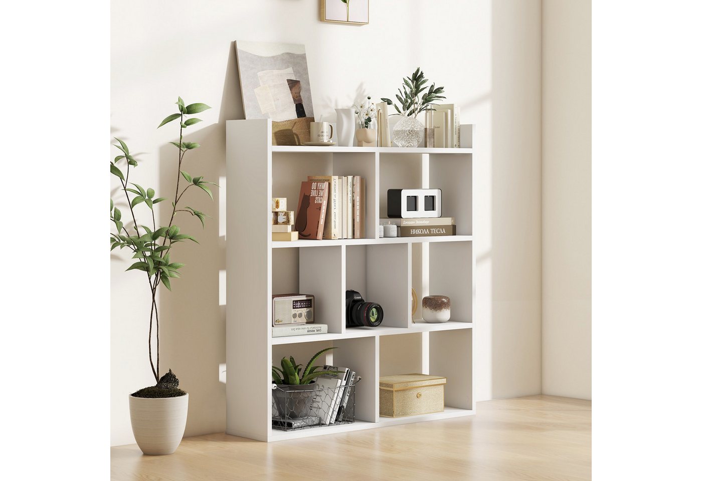 KOMFOTTEU Bücherregal Würfelregal Aufbewahrungsregal, mit offener Rückseite, 7 Fächern & Ablagen Bild 3