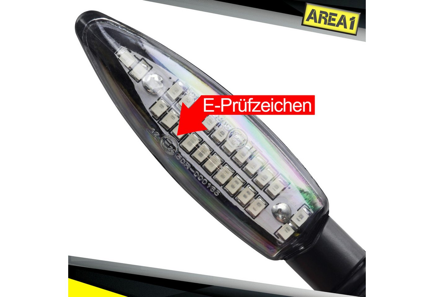 Area1 Blinker Motorrad Motorroller LED Blinker Set (2) mit Lauflicht, E-geprüft, M8 Bild 2