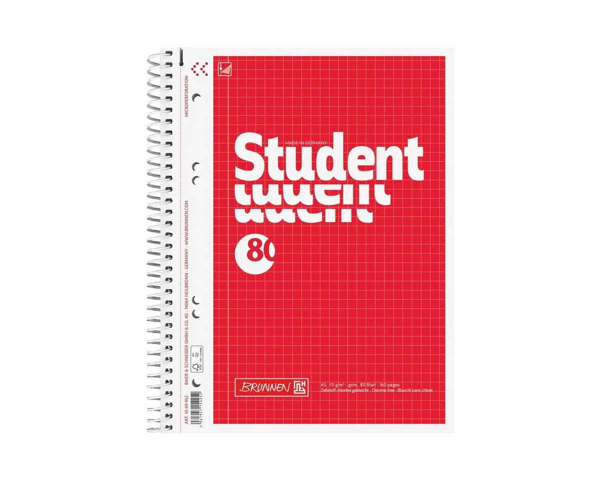 Baier & Schneider Collegeblock Kollegblock A5 kariert 80 Blatt