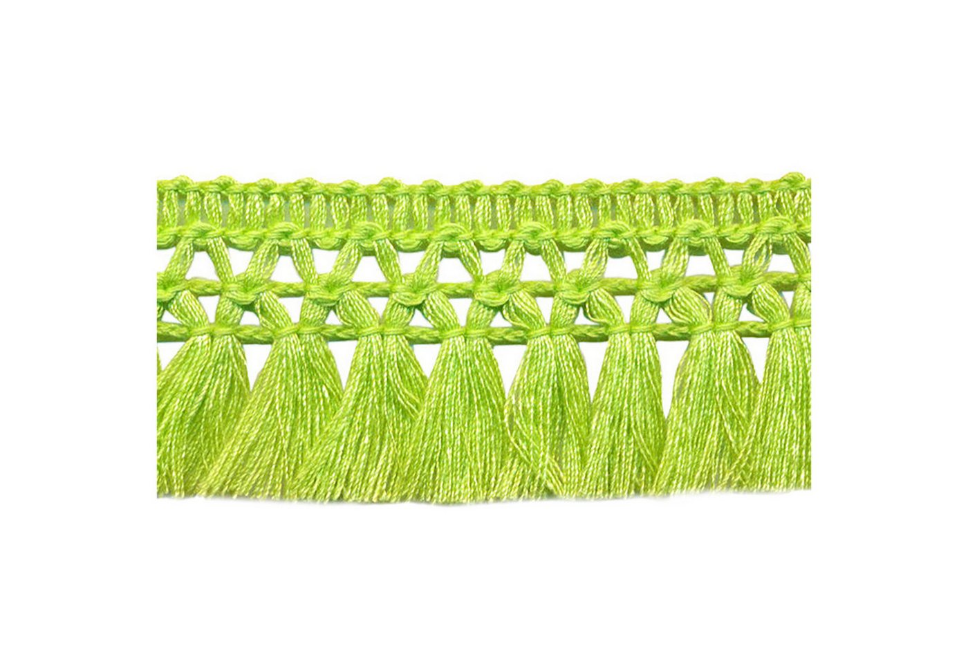 maDDma Webband 1m Fransenborte 32mm Meterware Quastenborte Zierborte Borte Farbwahl, limette Bild 2