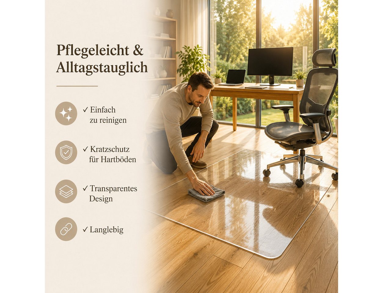 Best for Home Bodenschutzmatte Bürostuhlmatte Bodenschutzmatte Transparent, Bürostuhl Unterlage