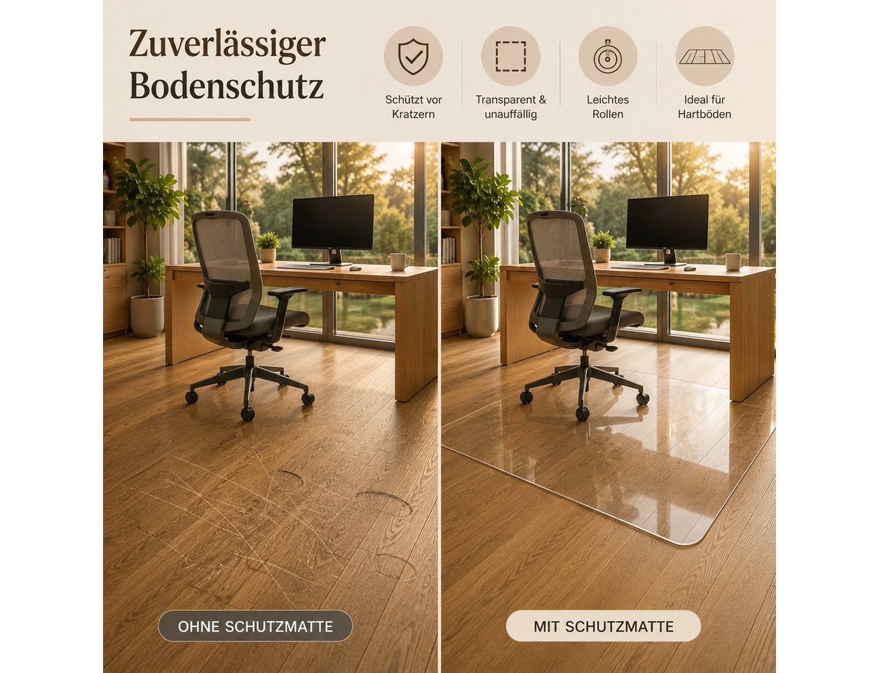Best for Home Bodenschutzmatte Bürostuhlmatte Bodenschutzmatte Transparent, Bürostuhl Unterlage Bild 5