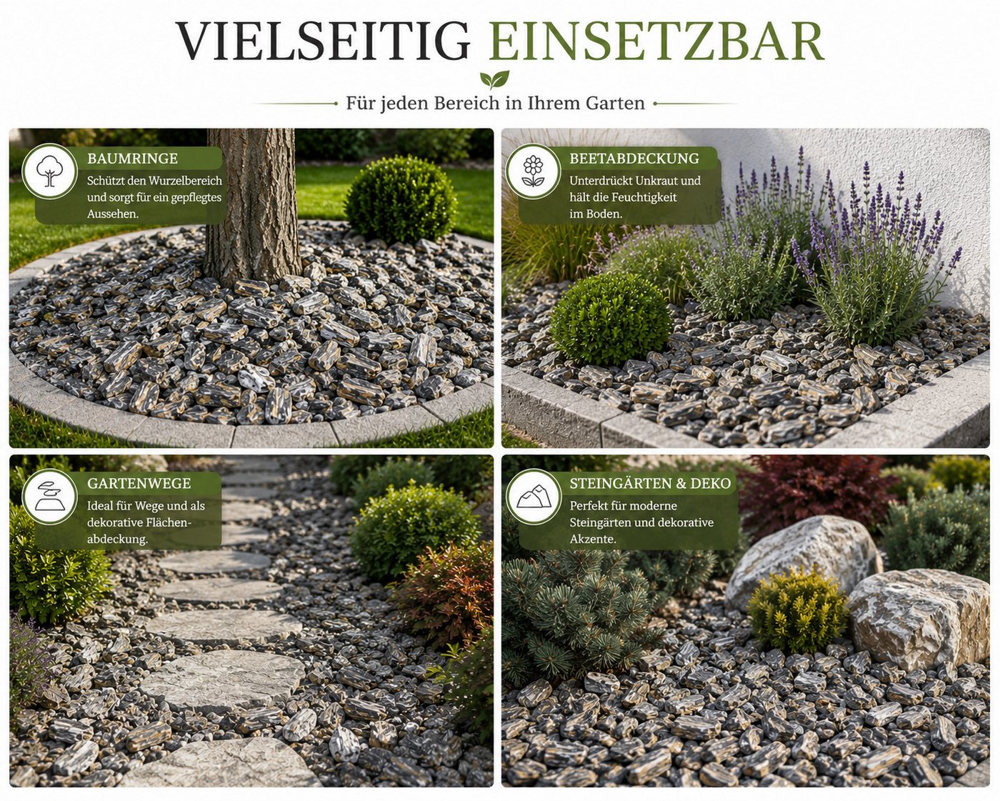 Best for Garden Kieselsteine Steinrindengneis (32-63mm) – Naturstein für die Landschaftsgestaltung, (Zierkies / Naturstein Dekosteine, 1 St., Naturstein Steinrinde Gneis 25 kg Sack), Naturprodukt,wetterfest & frostbeständig,dekorative Flussstein-Optik