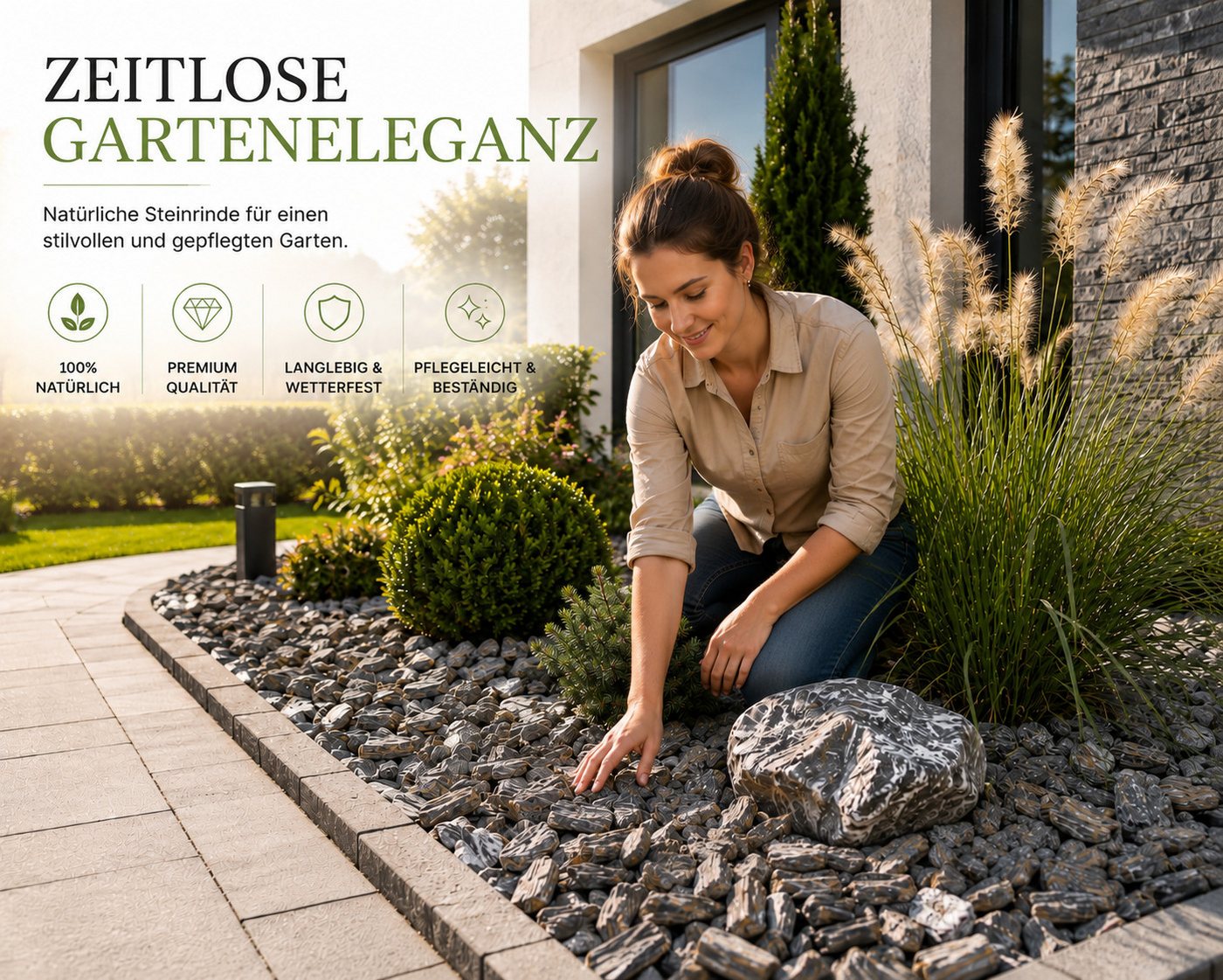 Best for Garden Kieselsteine Steinrindengneis (32-63mm) – Naturstein für die Landschaftsgestaltung, (Zierkies / Naturstein Dekosteine, 1 St., Naturstein Steinrinde Gneis 25 kg Sack), Naturprodukt,wetterfest & frostbeständig,dekorative Flussstein-Optik Bild 4