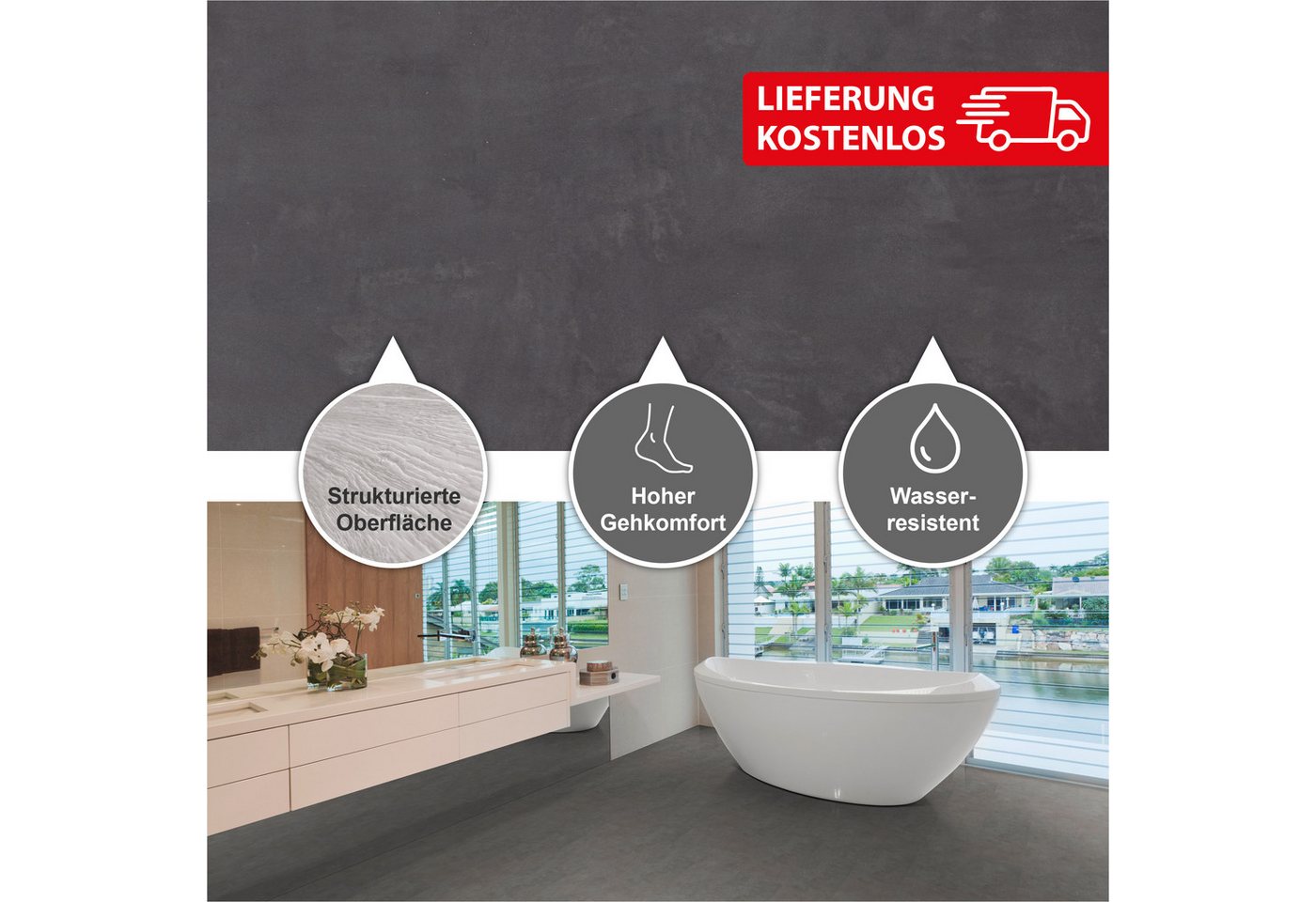 STARCLIC Designboden 605 x 304,8 x 5 mm Premium Klick-Vinylboden Steinoptik, Packung mit 1,84 qm, Versandkostenfreie Lieferung, Wasserfest mit Klicksystem, naturgetreue Oberfläche