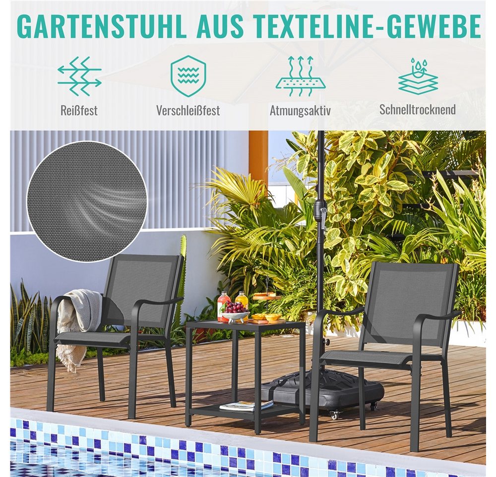 Yaheetech Gartenstuhl Esszimmerstuhl aus Texteline-Gewebe und Metall (4 St), 4er-Set Küchenstuhl Stapelbar & Robust bis 136 kg Belastbar je Stuhl Bild 2