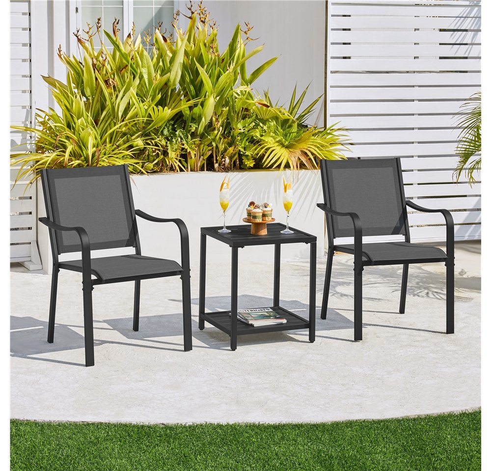 Yaheetech Gartenstuhl Esszimmerstuhl aus Texteline-Gewebe und Metall (4 St), 4er-Set Küchenstuhl Stapelbar & Robust bis 136 kg Belastbar je Stuhl Bild 3