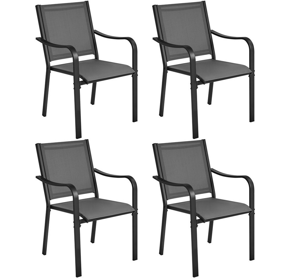 Yaheetech Gartenstuhl Esszimmerstuhl aus Texteline-Gewebe und Metall (4 St), 4er-Set Küchenstuhl Stapelbar & Robust bis 136 kg Belastbar je Stuhl Bild 5