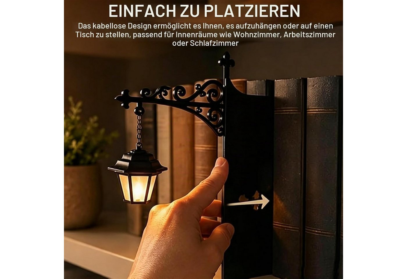 FELIXLEO Wandleuchte Bücherregal Lampe Vintage Laterne LED Buchstütze 2 Stück