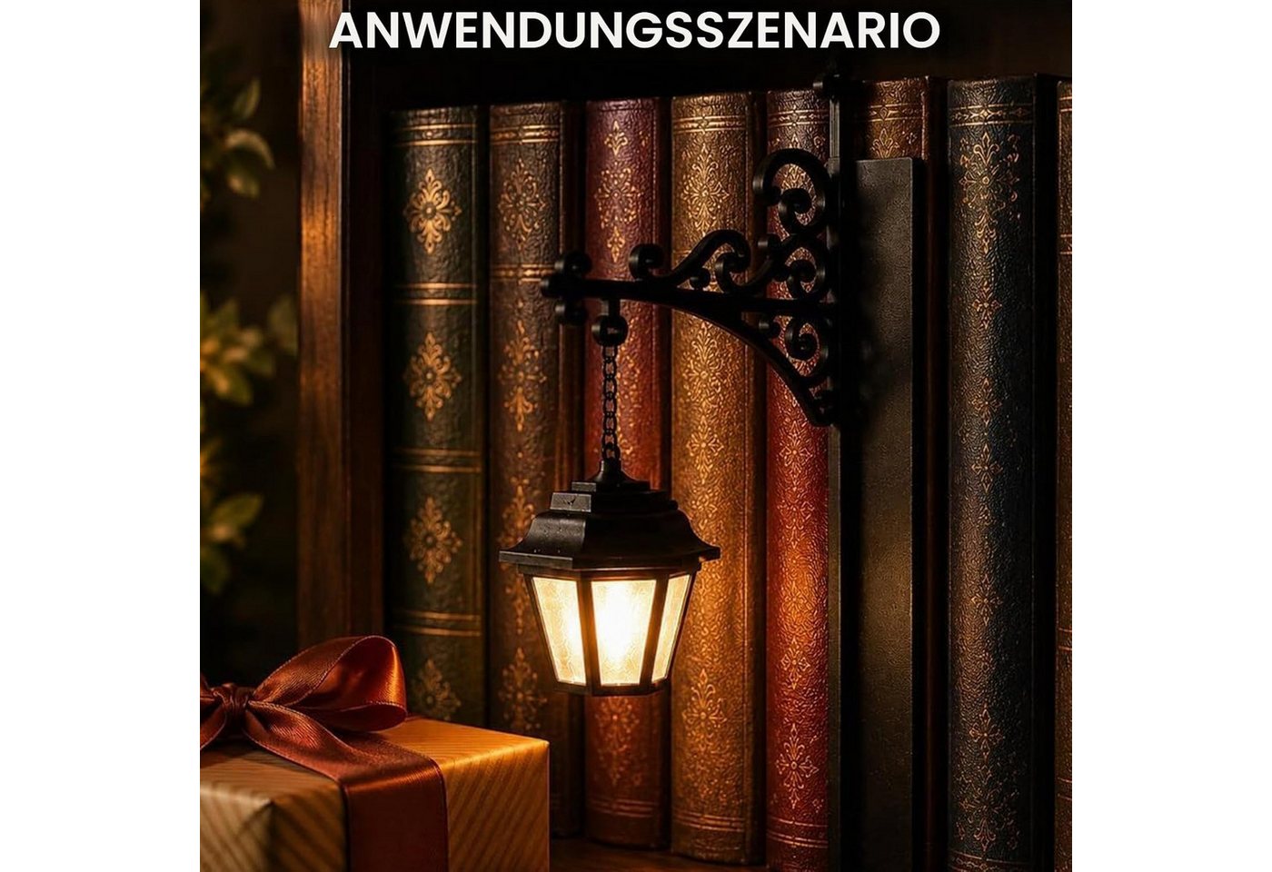 FELIXLEO Wandleuchte Bücherregal Lampe Vintage Laterne LED Buchstütze 2 Stück Bild 2