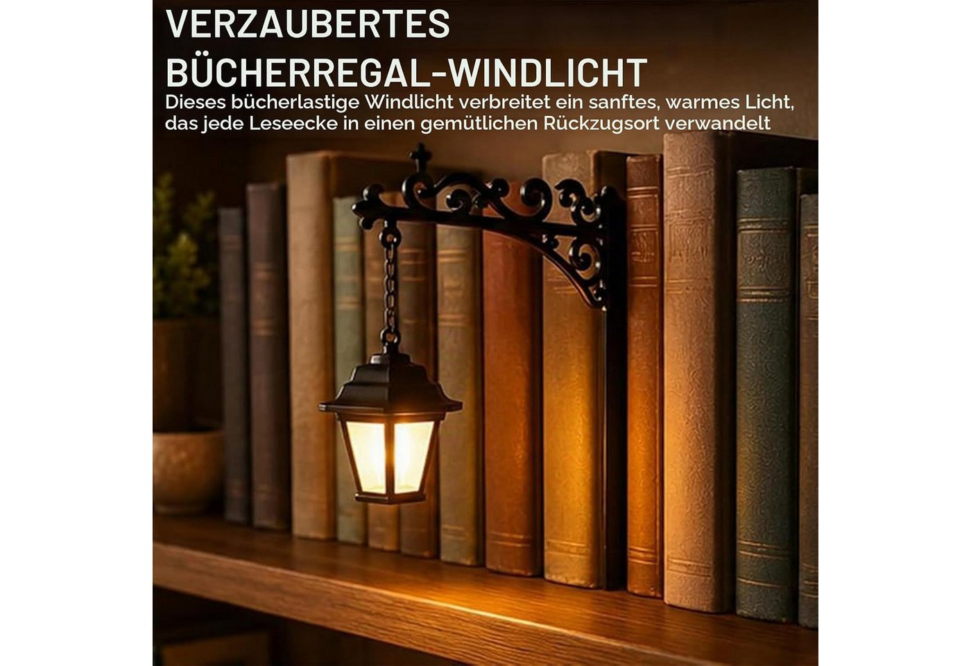 FELIXLEO Wandleuchte Bücherregal Lampe Vintage Laterne LED Buchstütze 2 Stück Bild 3