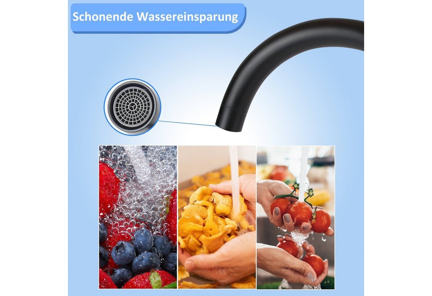 ZMH Küchenarmatur Armatur Edelstahl 360° Schwenkbar Mischbatterie Hochdruck (Mischbatterie) Keramikkartusche, G3/8-Anschluss, stehende Montage