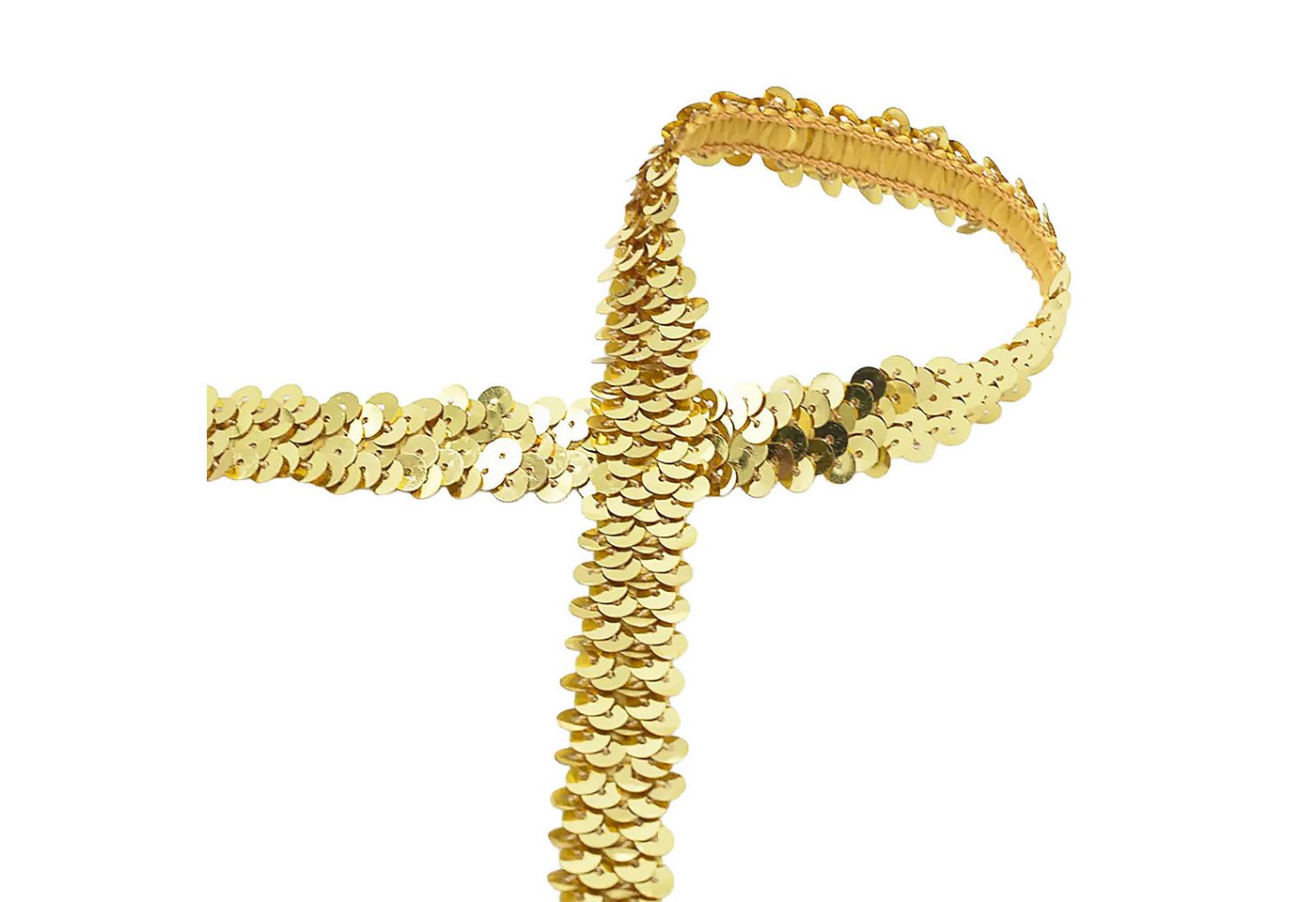 maDDma Bastelband 6m elastisches Paillettenband 20mm mehrreihige Paillettenborte, gold