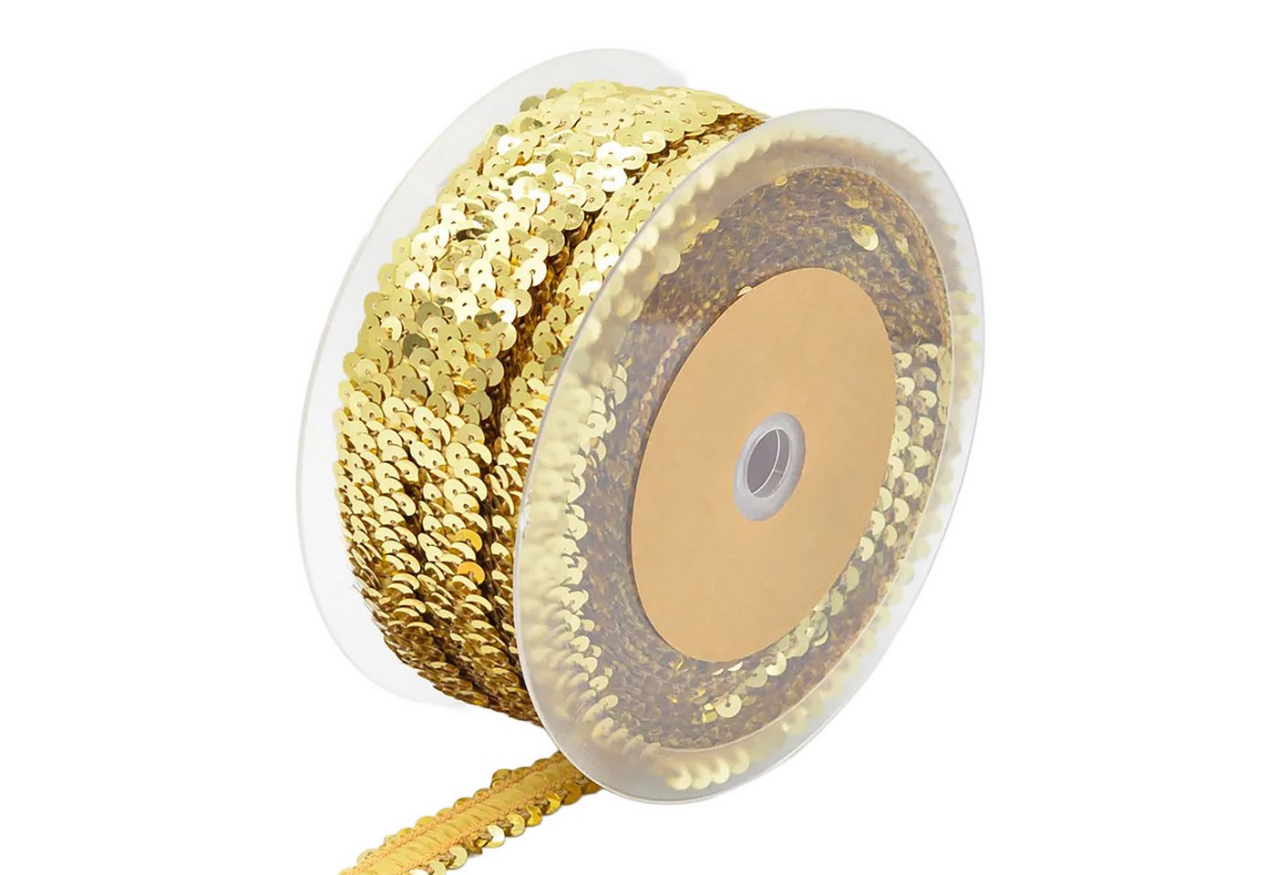 maDDma Bastelband 6m elastisches Paillettenband 20mm mehrreihige Paillettenborte, gold Bild 3