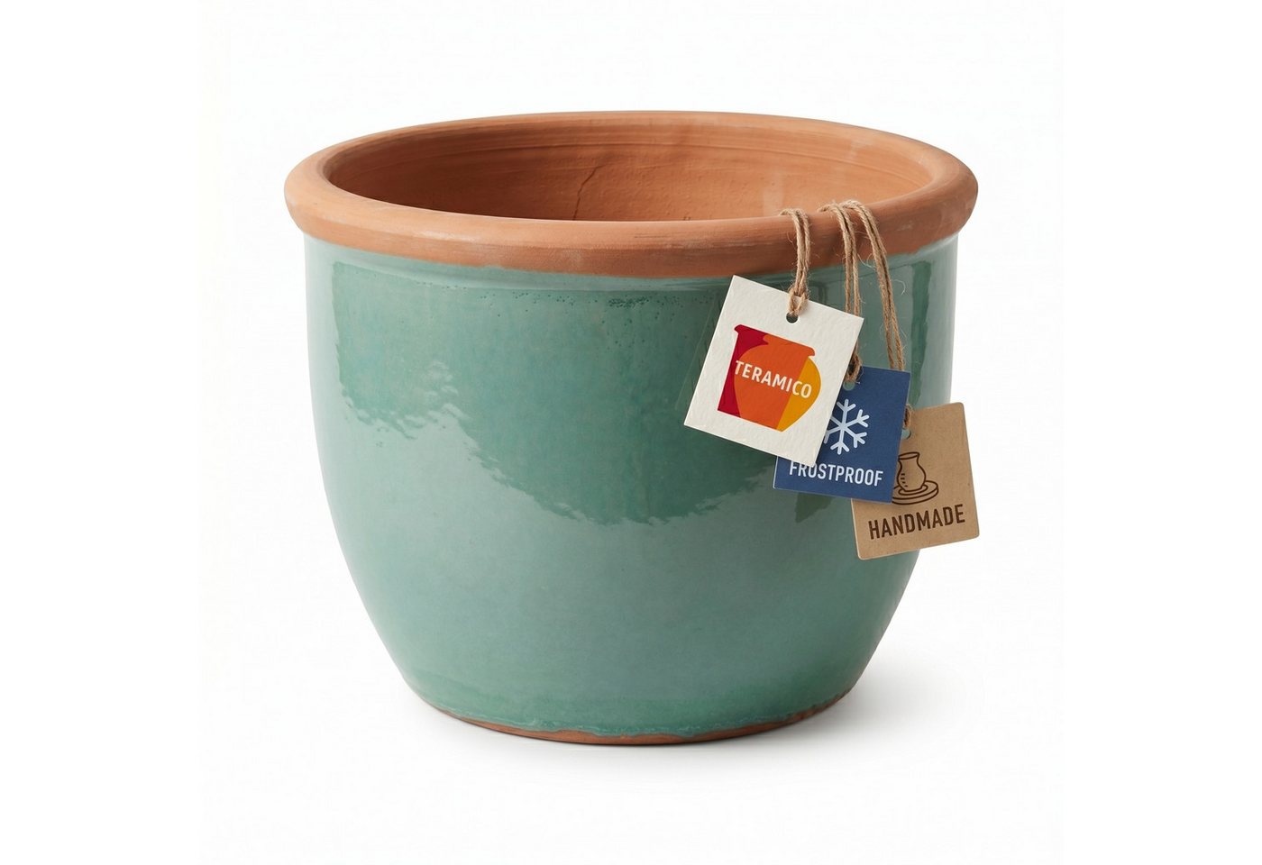 Teramico Blumentopf Pflanztopf Keramik FARMER Hellgrün – Ø 27 x 21 cm (1 St), Frostfest, UV-Fest Bild 3