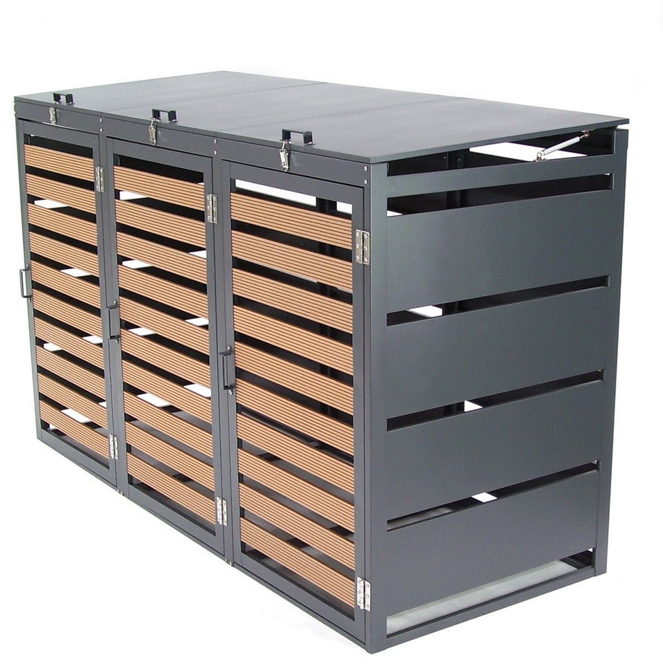 Apex Mülltonnenbox Mülltonnenbox 3-er 240L Mülltonnenverkleidung mit WPC Holzdielen 57091 (1 St)