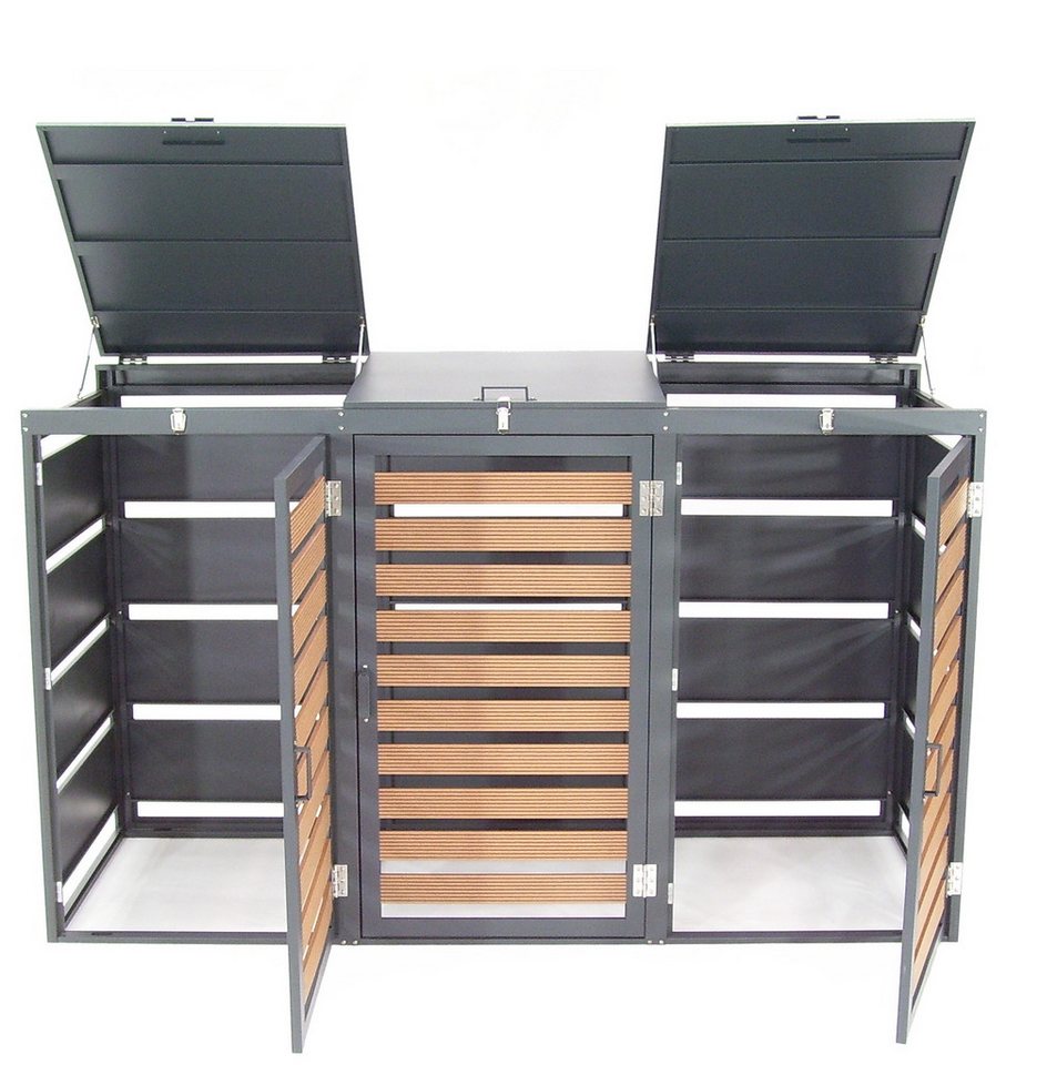 Apex Mülltonnenbox Mülltonnenbox 3-er 240L Mülltonnenverkleidung mit WPC Holzdielen 57091 (1 St) Bild 3
