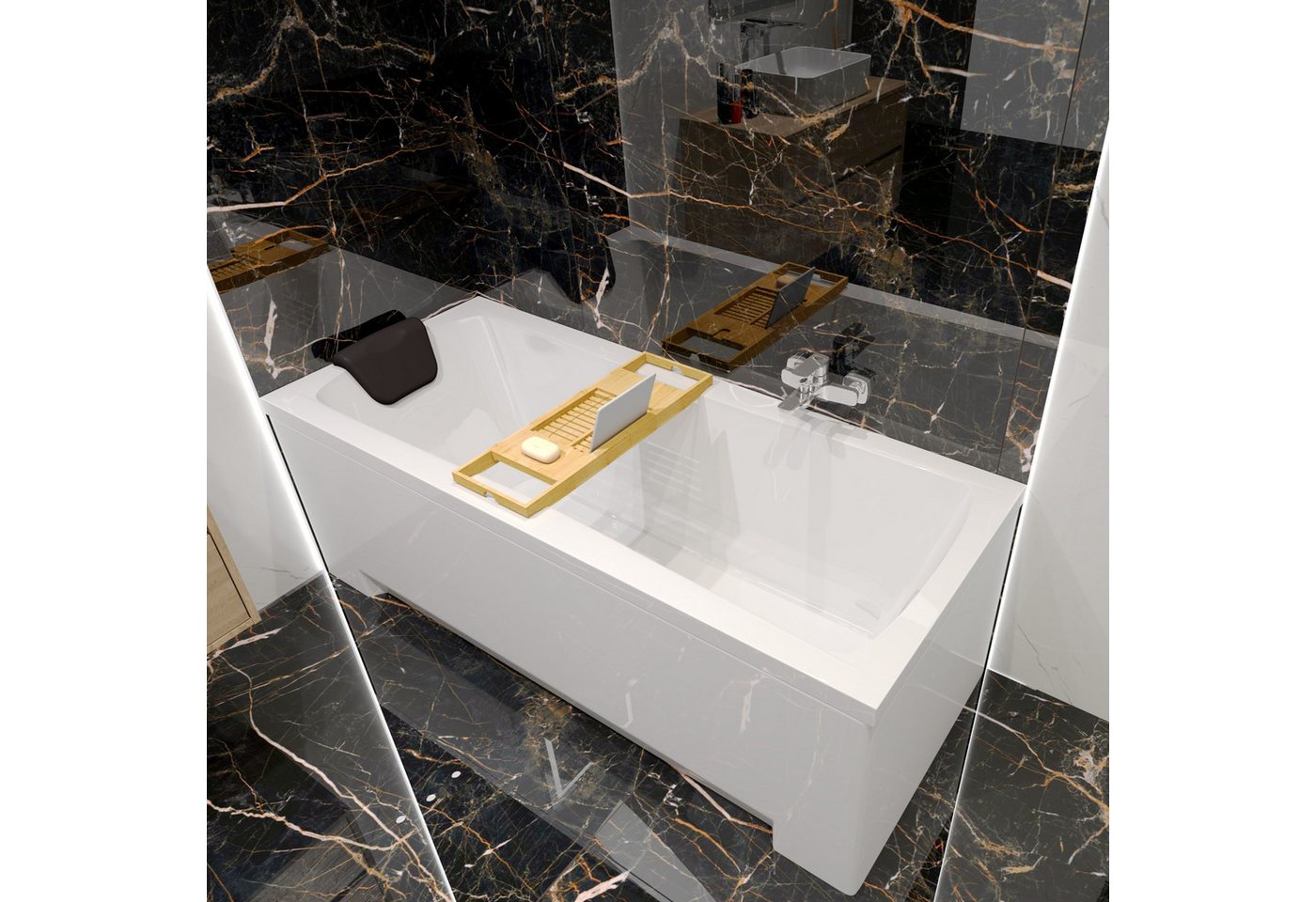 KOLMAN Badewanne Rechteck OPTIMAZ 150x70 mit Wannenträger + Kopfstütze Bild 2