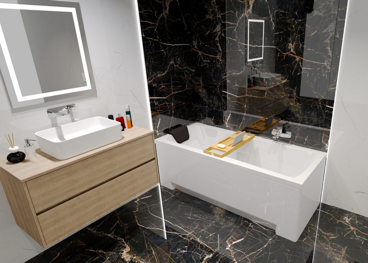 KOLMAN Badewanne Rechteck OPTIMAZ 150x70 mit Wannenträger + Kopfstütze Bild 3