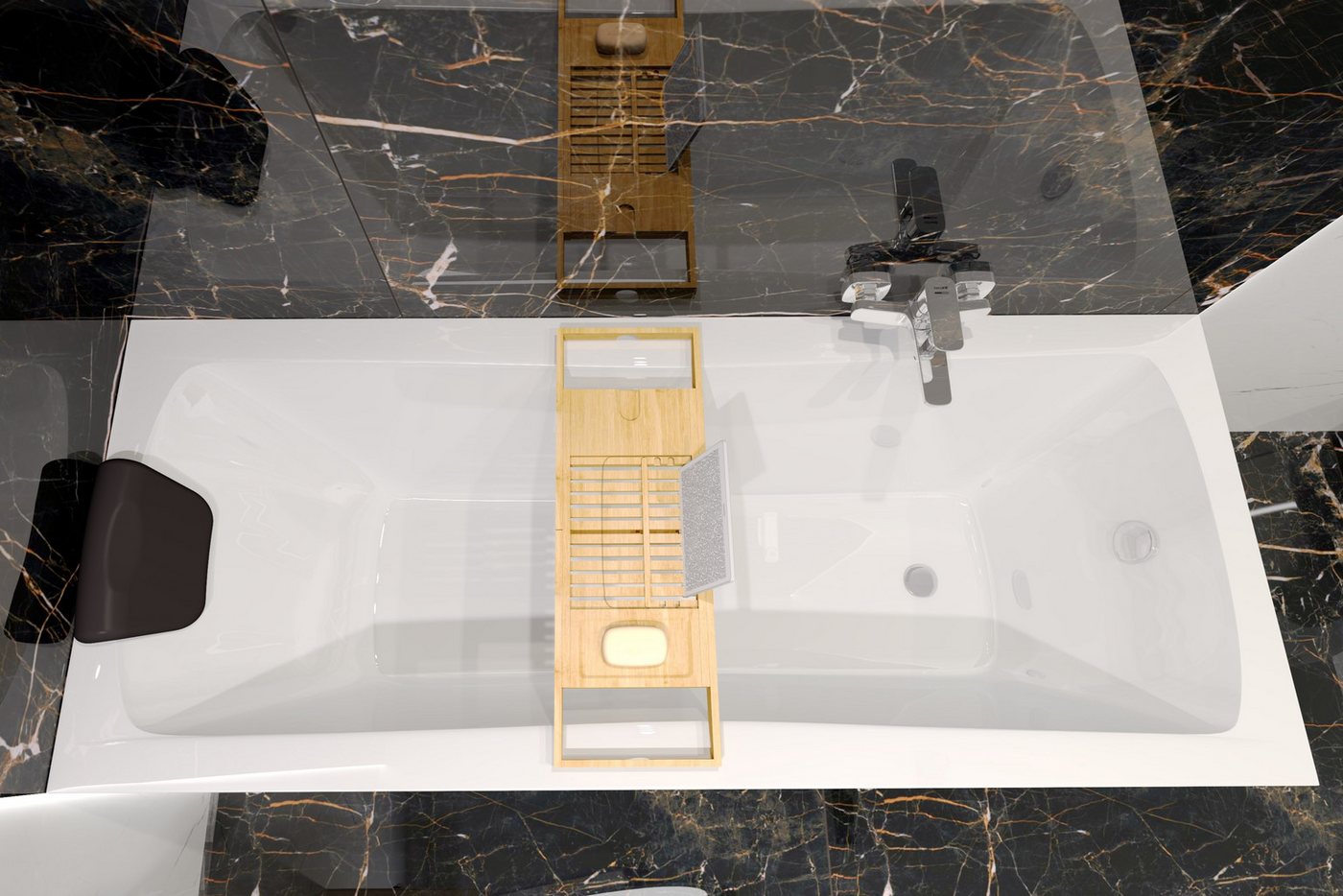 KOLMAN Badewanne Rechteck OPTIMAZ 150x70 mit Wannenträger + Kopfstütze Bild 4