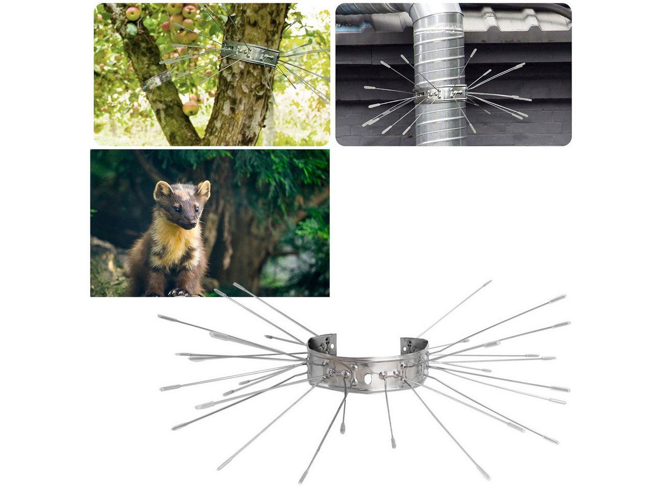 ISOTRONIC Marder-Abwehrgürtel Marder-Abwehrgürtel aus V2A-Edelstahl, Fallrohr-Kletterschutz, 4-St., 2er-Set & 4er-Set, Fallrohrschutz 25,0 x 2,0 x 15,0 cm/flexibel anpassbar Bild 2