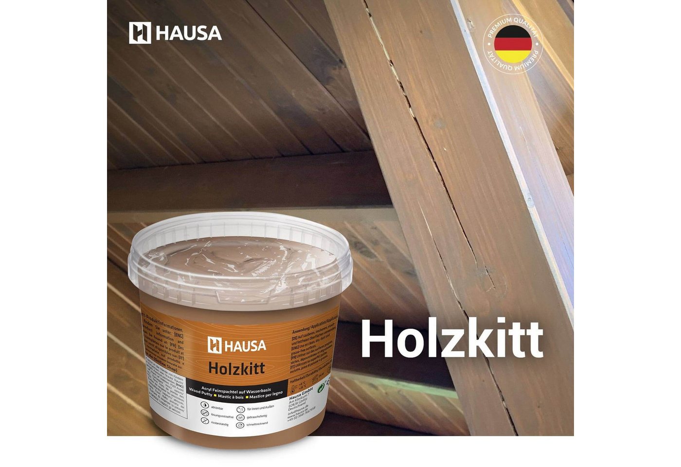 Hausa Holz-Reparaturset Holzkitt, 250g gebrauchsfertig ausgezeichnete Füllkraft rissbeständig, 1-St., Gramm Birke Holzspachtelmasse Kitt für Holz, Holzspachtel/Füllmasse zum Reparieren Bild 3