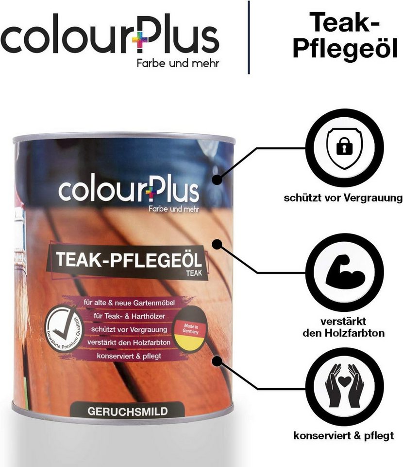 ColourPlus Teakholzöl Teak-Pflegeöl für Hart- & Tropenhölzer, außen, Holzöl außen, offenporig, wasserabweisend, für Teak & Hartholz Bild 5