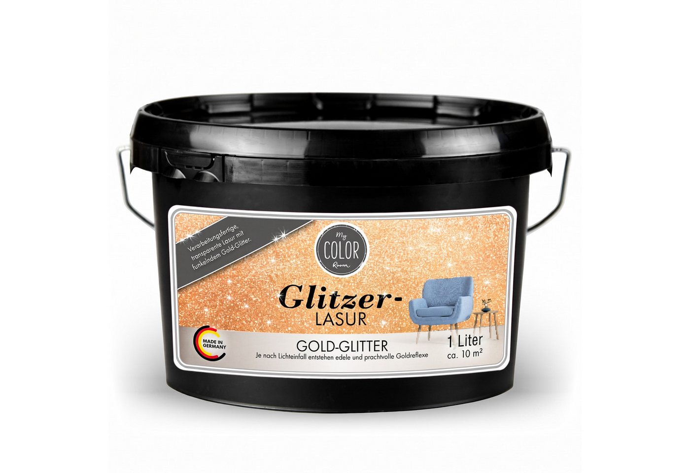My COLOR Room Lasur Glitzer-Lasur transparent für Wände & Decken, seidenmatt, transparent, Glitzereffekt, seidenmatt, wasserbasiert Bild 5