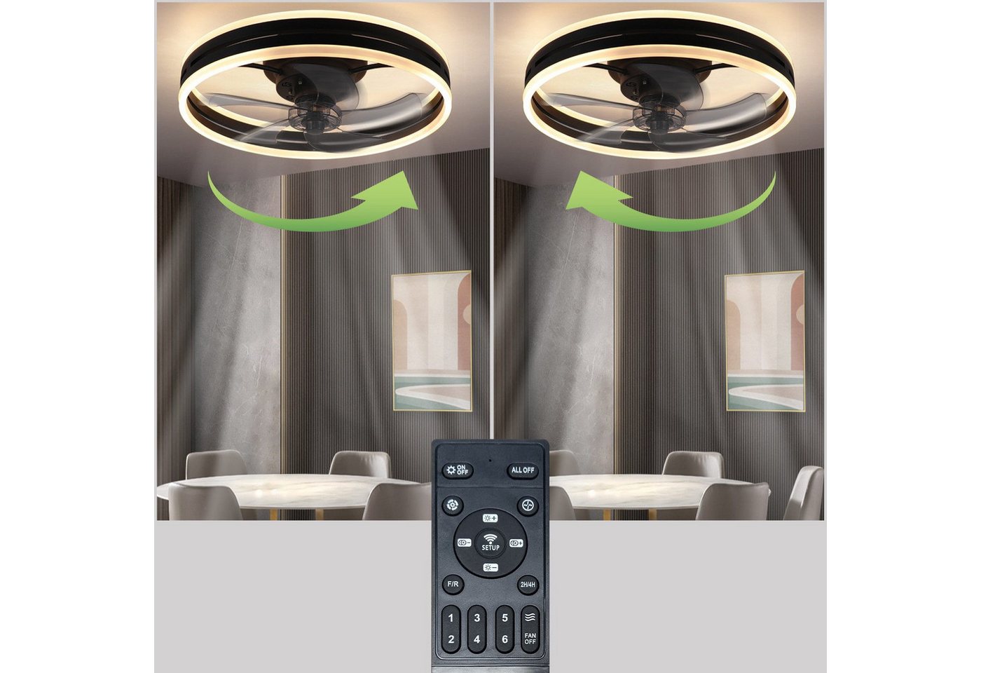 Nettlife Deckenventilator Licht Fernbedienung 33W dimmbar Timer-Funktion 50cm Flügeldurchmesser, Wohnzimme Schlafzimmer Kinderzimmer Arbeitszimmer Flur Bild 2