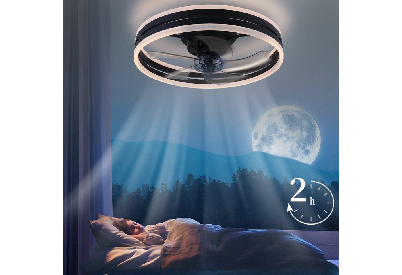 Nettlife Deckenventilator Licht Fernbedienung 33W dimmbar Timer-Funktion 50cm Flügeldurchmesser, Wohnzimme Schlafzimmer Kinderzimmer Arbeitszimmer Flur Bild 4