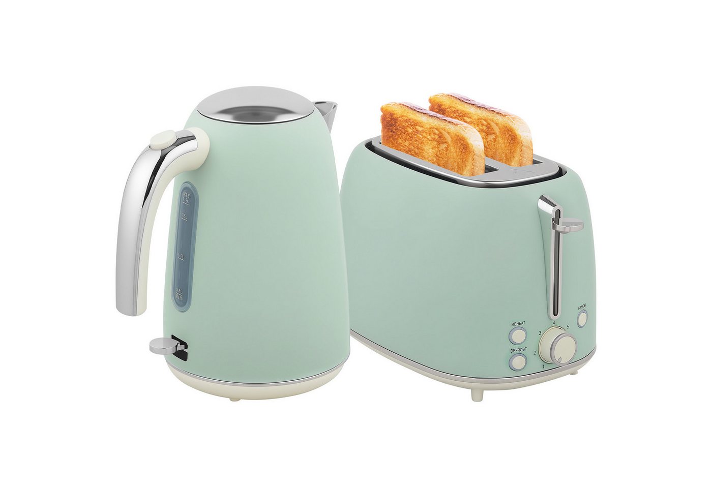 ibettertec Toaster Wasserkocher & Toaster Set 2-Schnitt Weiß 1,7L 2200W, Strix Thermostat, 7 Bräunungsstufen, Auftaufunktion Bild 2