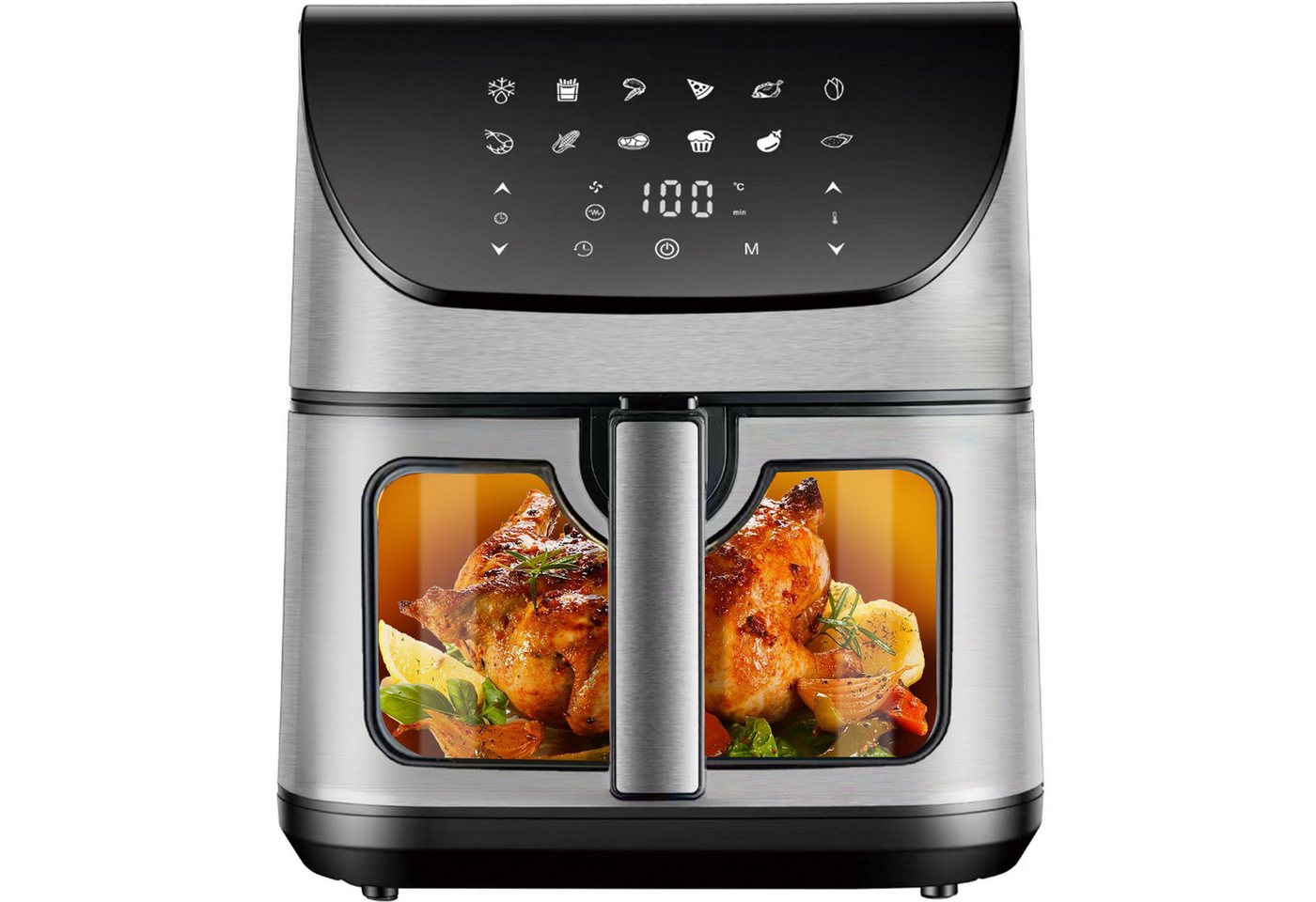 Vankel Heißluftfritteuse 8,5 L XXL Airfryer mit Sichtfenster, 12 Programmen, LED-Touchdisplay, 1800 W, 80–200 °C und 60-Minuten-Timer, 1800 W, Fettarm frittieren, backen, grillen und rösten – mit Timer und Zubehör Bild 3