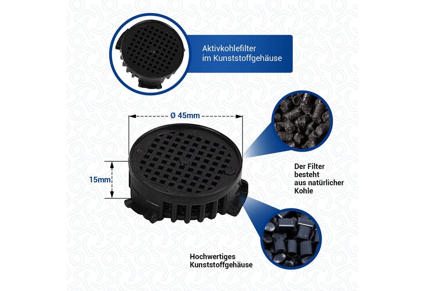 VIOKS Kohlefilter Ersatz für Liebherr 9096342 Luftfilter, Zubehör für Kühlschrank, Aktivkohlefilter 45mmØ Bild 2