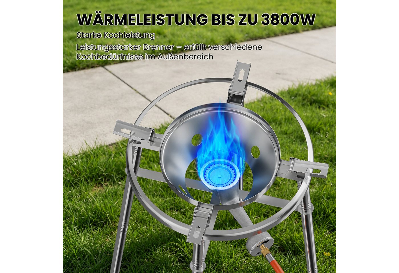 HOMELUX Gaskocher Paellaset Gasbrenner, 3,8 kW Propan Kochsystem Komplett Set für Paella, (Set, 2-St., mit Schlauch 150 cm und 30 mbar Gas Regler Druckminderer), mit 41cm Paellapfanne, Windschutzscheibe, für Wok, Grillplatte Bild 5