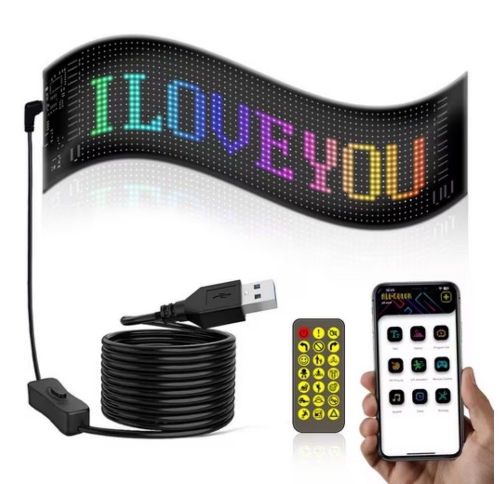 POPOLIC Handleuchte LED-Lichtleiste Billboard Zeichen Lichtanzeige Werbung (1-St., Sie werden in der Menge auffallen), LED fest integriert, Vollfarb, RGB,Programmierbares DIY-Anzeigetafel Bild 4
