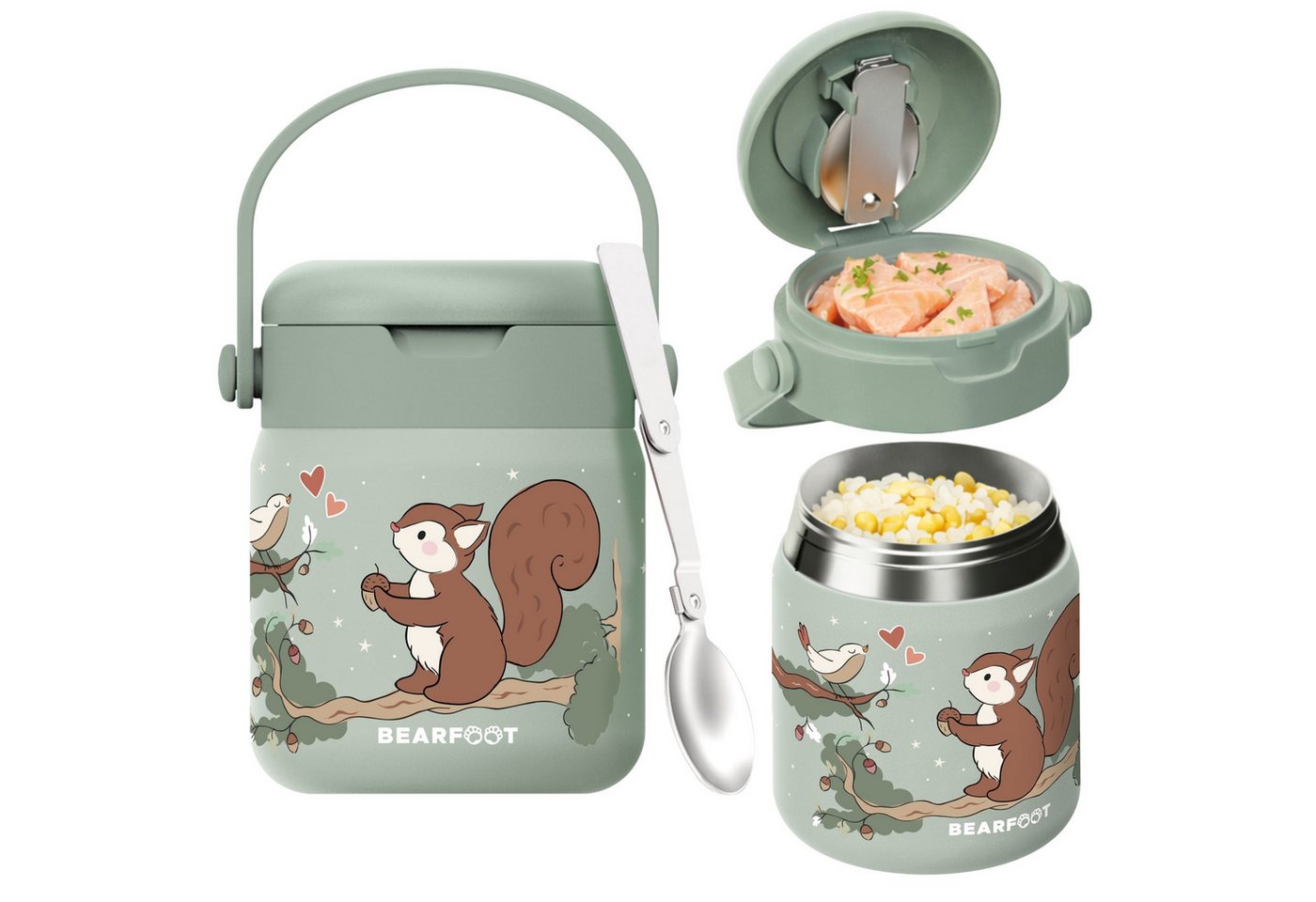 BEARFOOT Trinkflasche Thermobehälter Kinder Edelstahl - Eichhörnchen Sabei, Thermobehälter, auslaufsicher, Edelstahl, Food jar, BPA-frei Bild 2