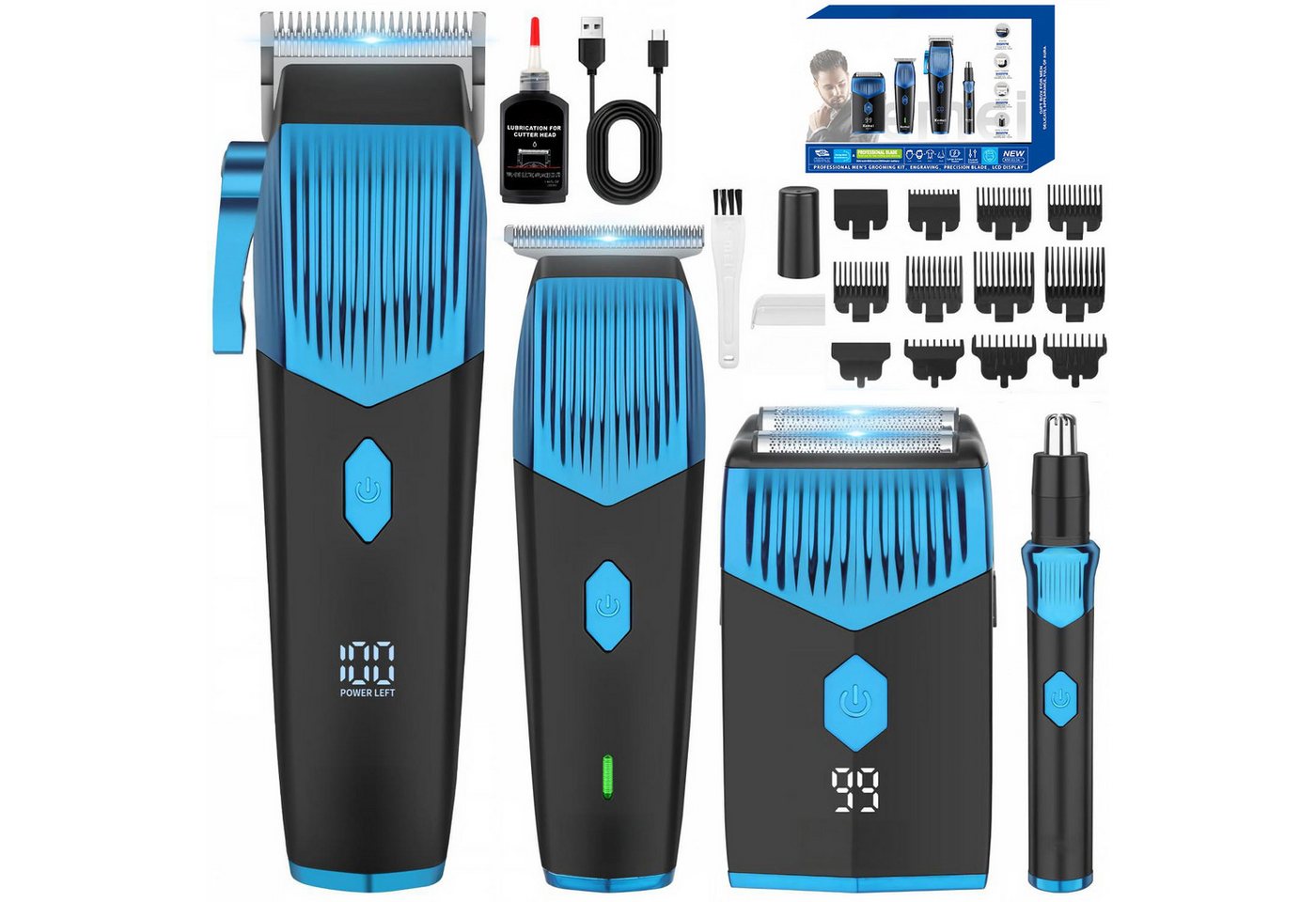 AIBISTAR Haarschneider 4-in-1 Haarschneideset, Barttrimmer, Folienrasierer, USB-C, Haarschneider für Herren,Für zu Hause & Studio geeignet