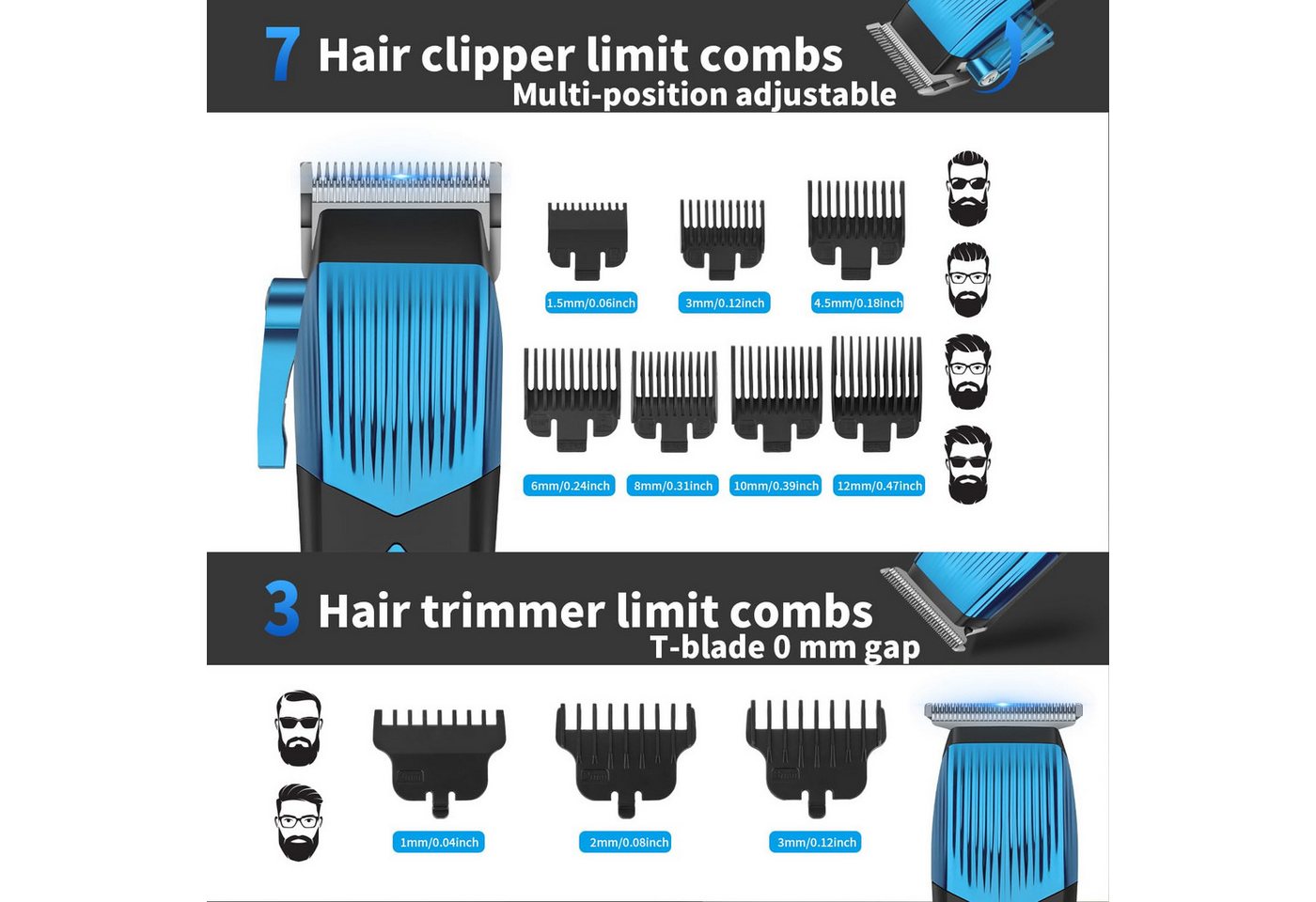 AIBISTAR Haarschneider 4-in-1 Haarschneideset, Barttrimmer, Folienrasierer, USB-C, Haarschneider für Herren,Für zu Hause & Studio geeignet Bild 4