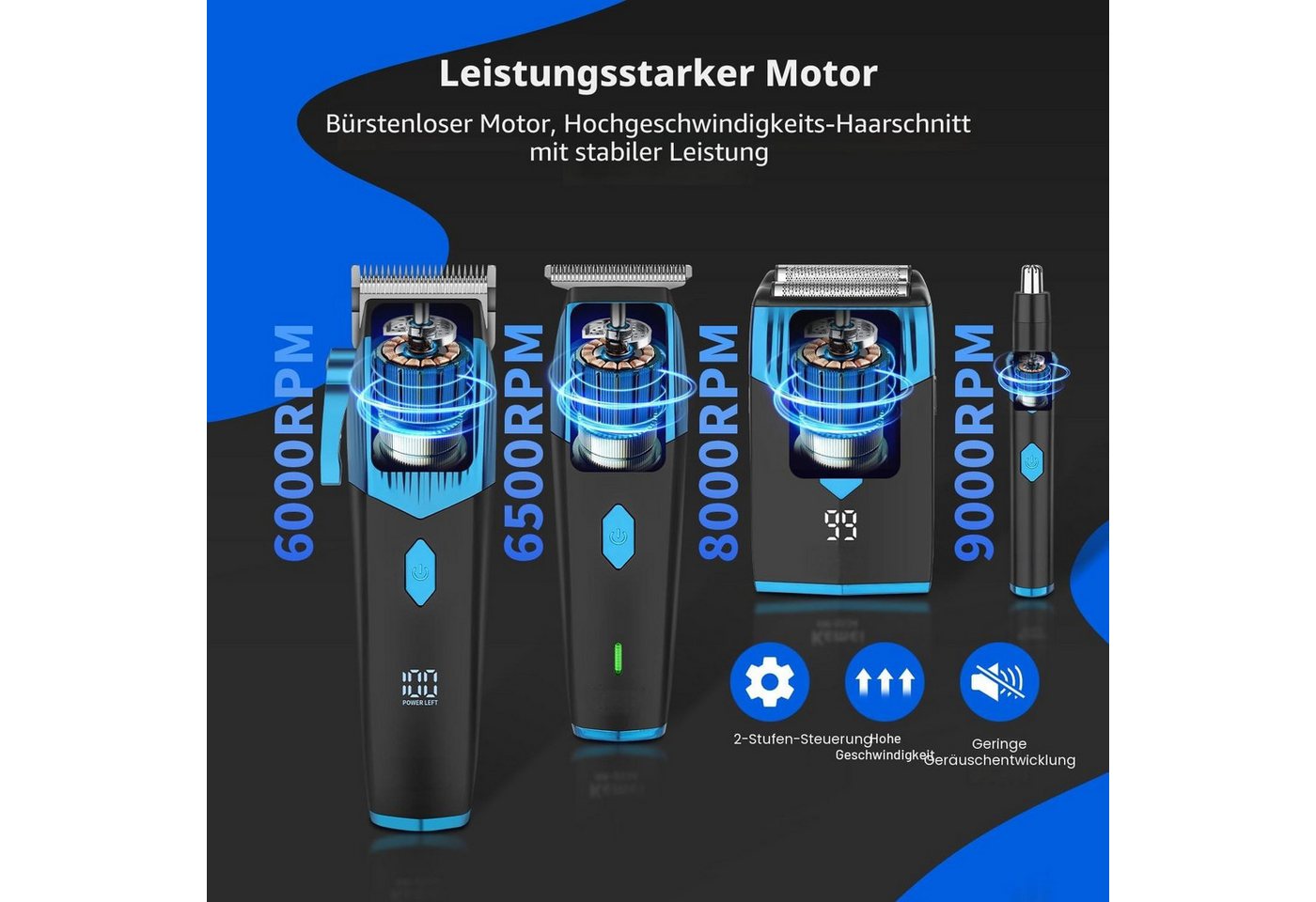 AIBISTAR Haarschneider 4-in-1 Haarschneideset, Barttrimmer, Folienrasierer, USB-C, Haarschneider für Herren,Für zu Hause & Studio geeignet Bild 5
