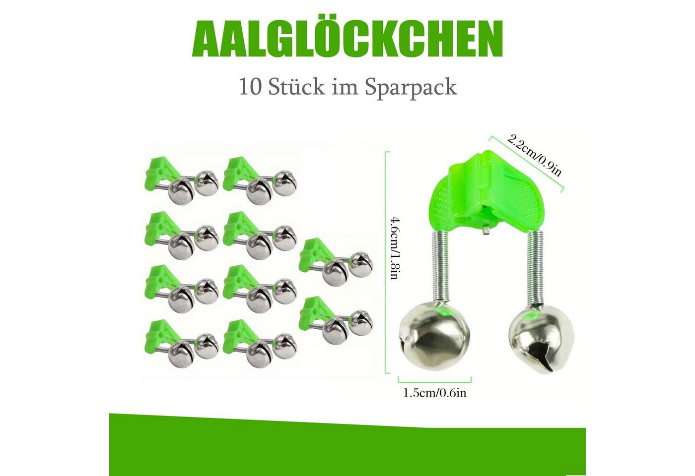 Behr Bissanzeiger Rutenclip 10x Angel Glocke mit CLIP Doppel Angelglöckchen Glocke Aalglocke, (10-St)