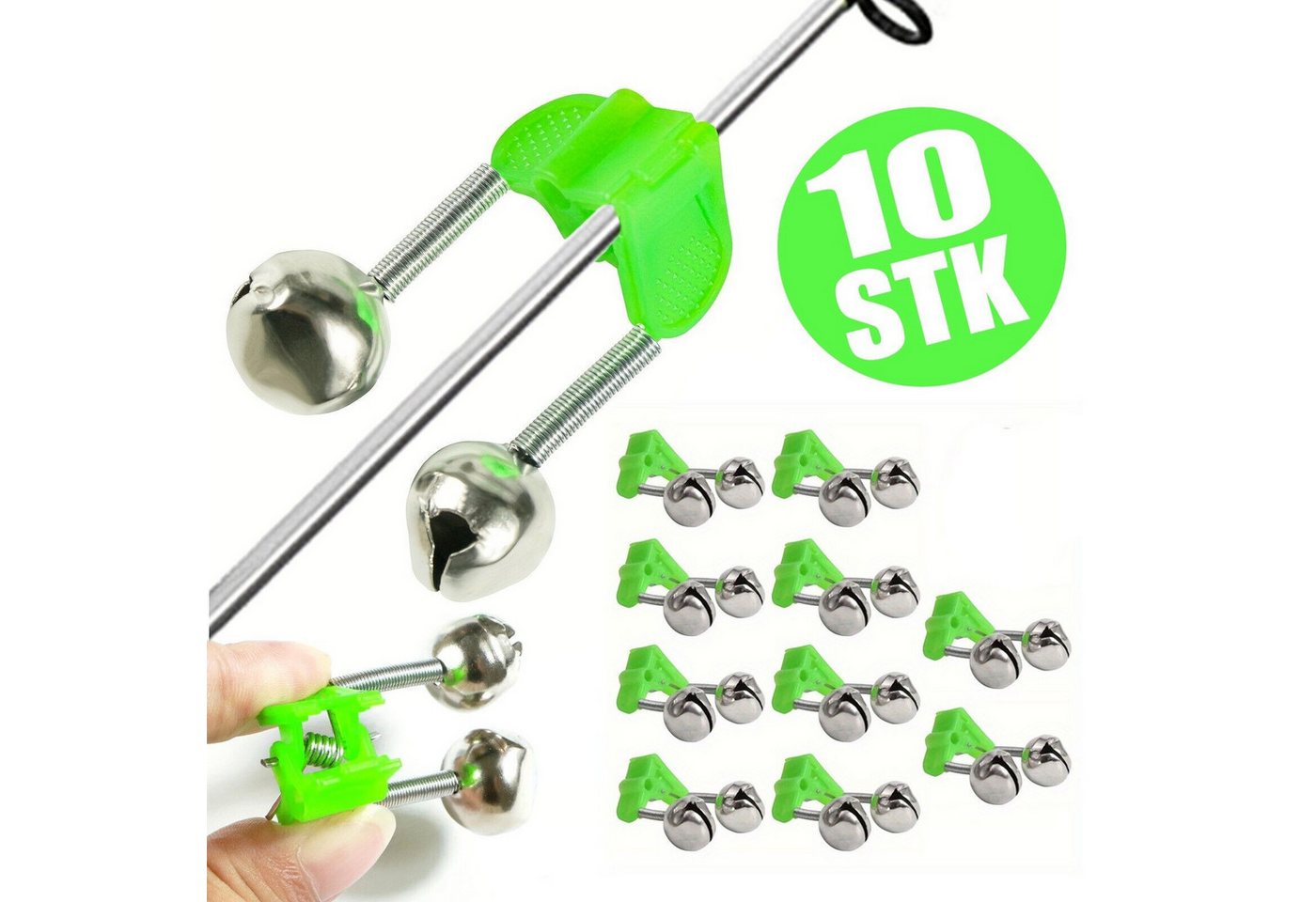 Behr Bissanzeiger Rutenclip 10x Angel Glocke mit CLIP Doppel Angelglöckchen Glocke Aalglocke, (10-St) Bild 5