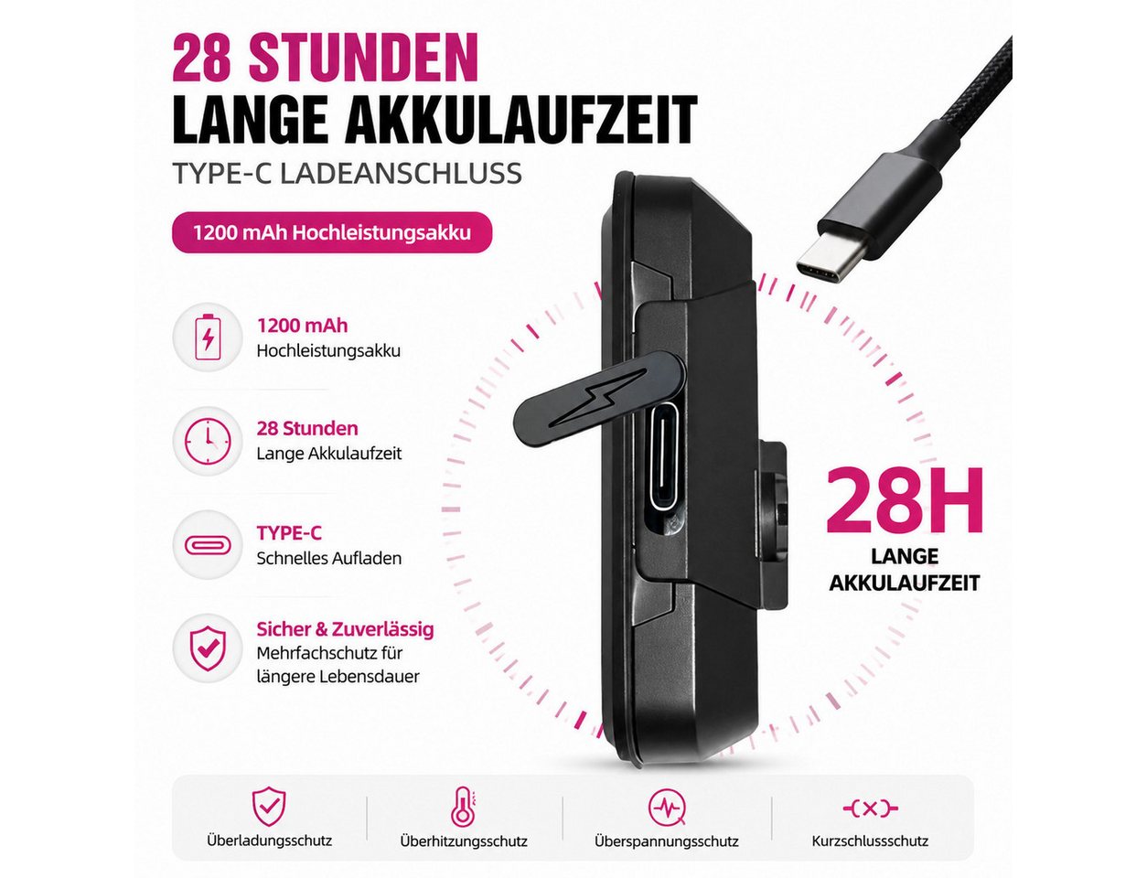 ibettertec Fahrradcomputer Kabelloser Fahrradtacho mit LCD-Display, 2,4 Zoll (USB-C Ladefunktion), Geschwindigkeitsmesser, Kilometerzähler, Hintergrundbeleuchtung Bild 5